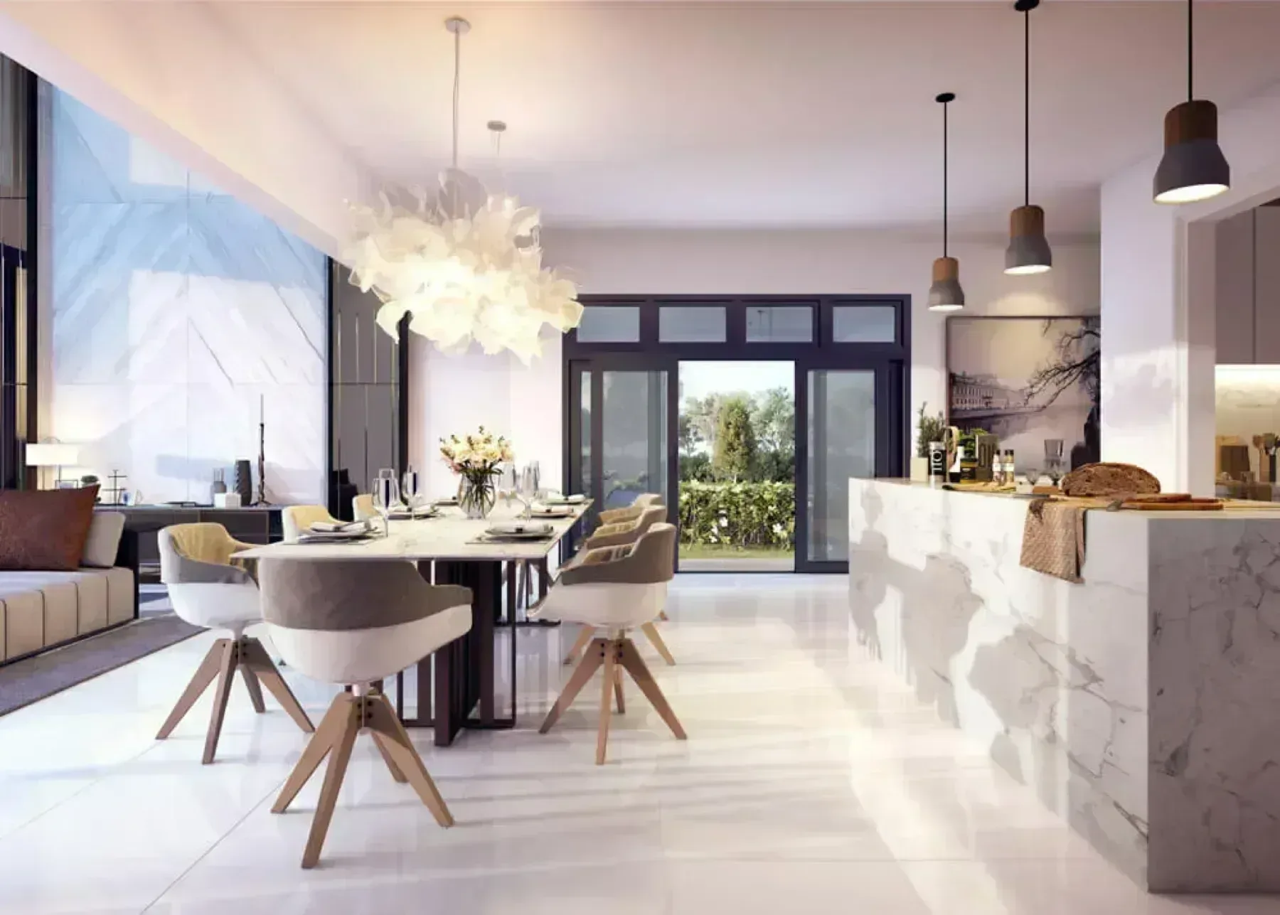 Alstonia dining area and kitchen island