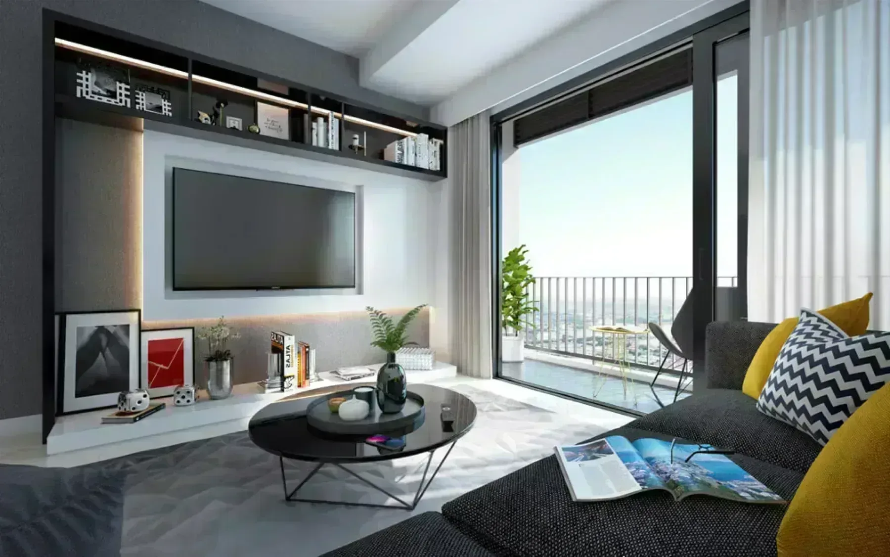 Alstonia living room opening to the balcony