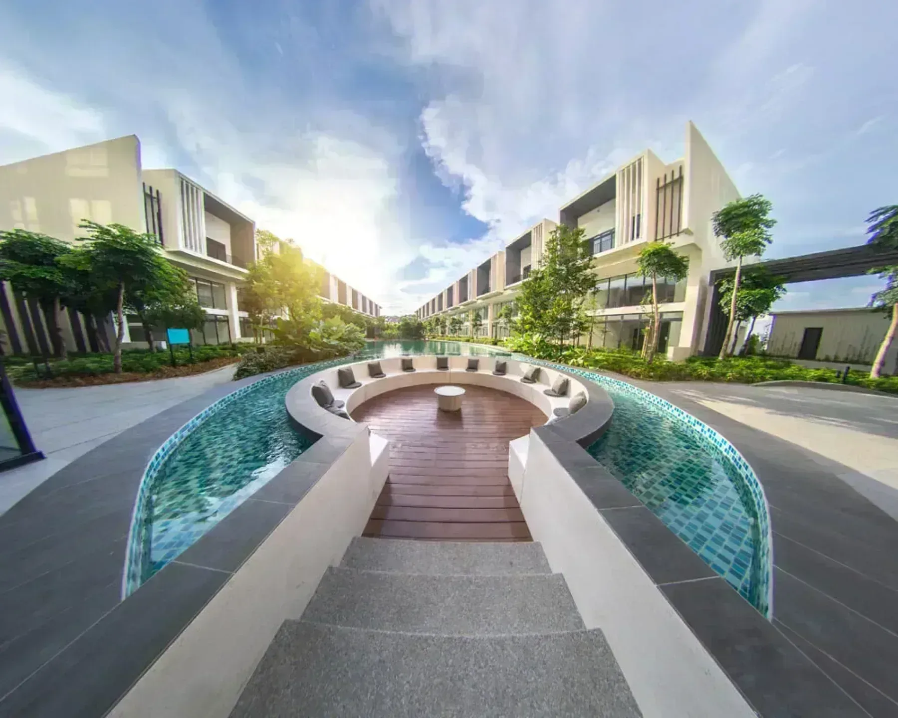 Alstonia pool walkway and water feature