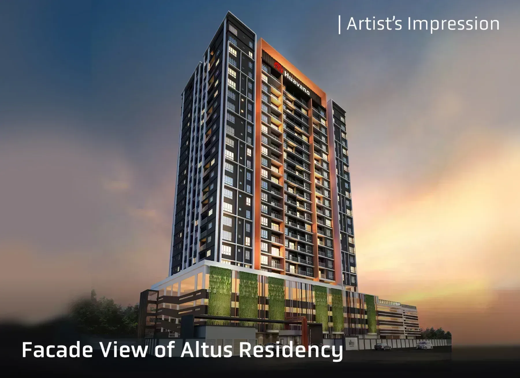Altus Residency facade view artist's impression in Perai, Penang
