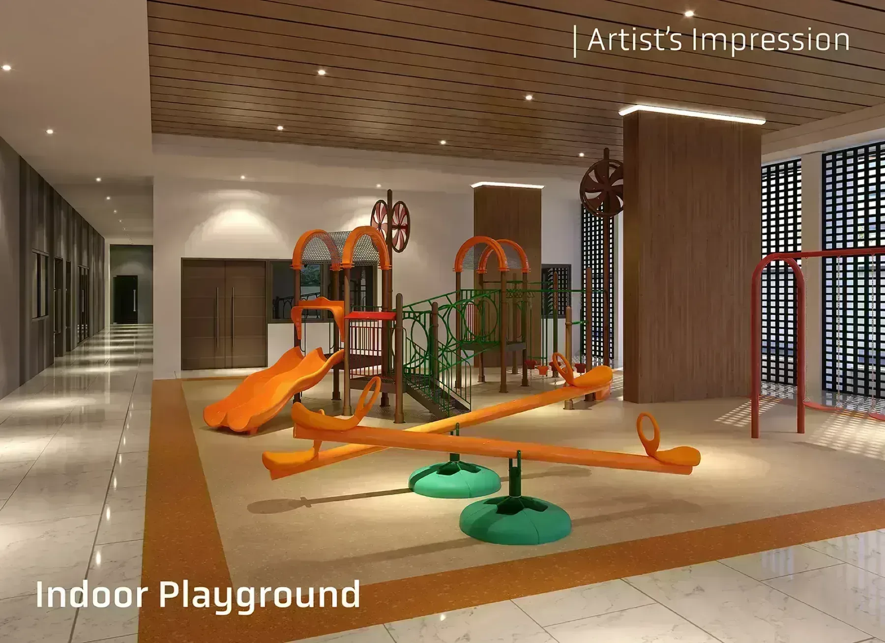 Altus Residency indoor playground on the ground-level wellness garden