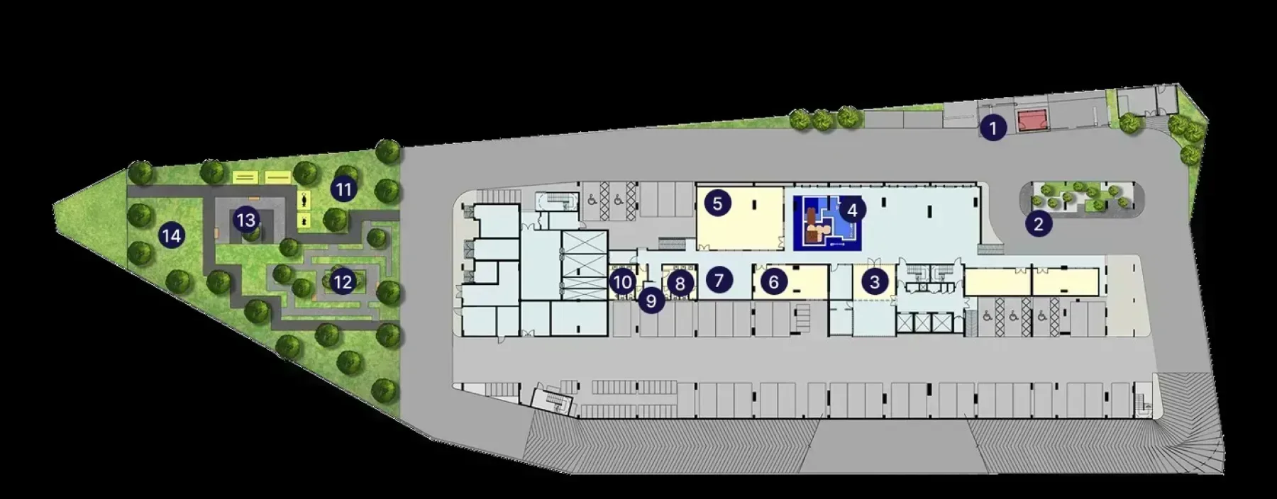 Altus Residency ground-level wellness garden facilities plan