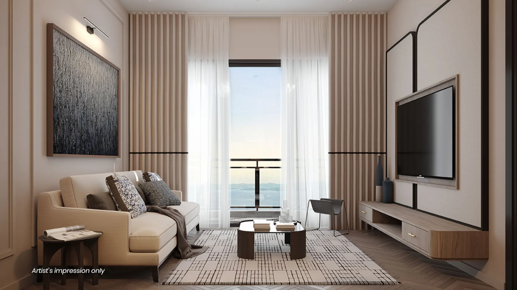 AndaBreeze Residences Type B living area artist impression