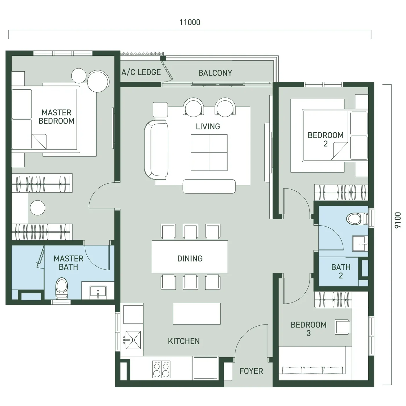 Aras Residences Type B floor plan