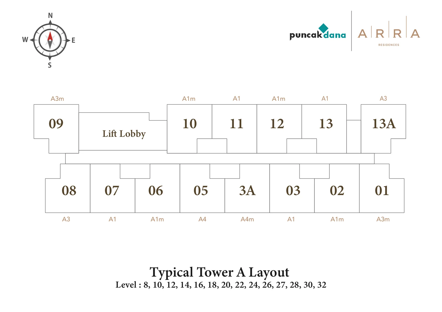 ARRA Residences Floor Plan (Tower A, Typical Floor) floor plan