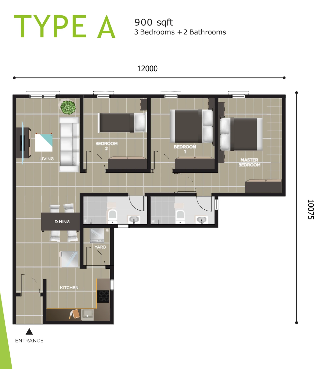 Ayana Residence Type A floor plan