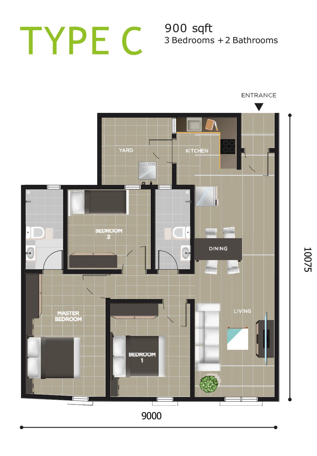 Ayana Residence Type C floor plan