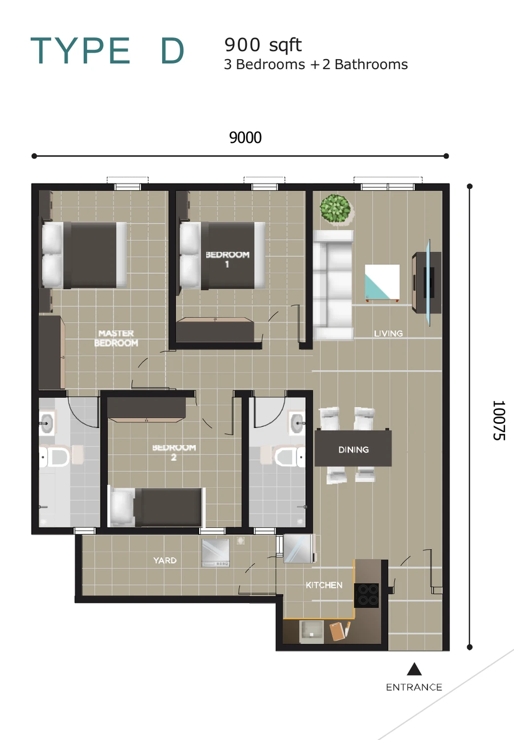Ayana Residence Type D floor plan