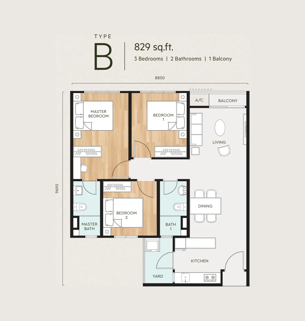 Bayu Mori Park Type B floor plan
