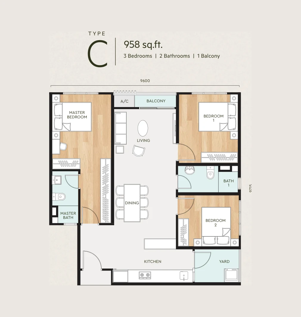 Bayu Mori Park Type C floor plan