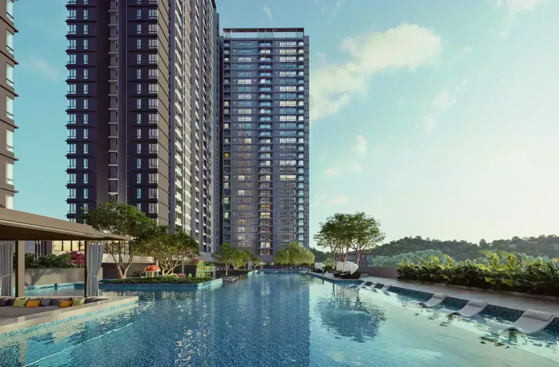 Calia Residence lap pool on the Level 7 facilities deck
