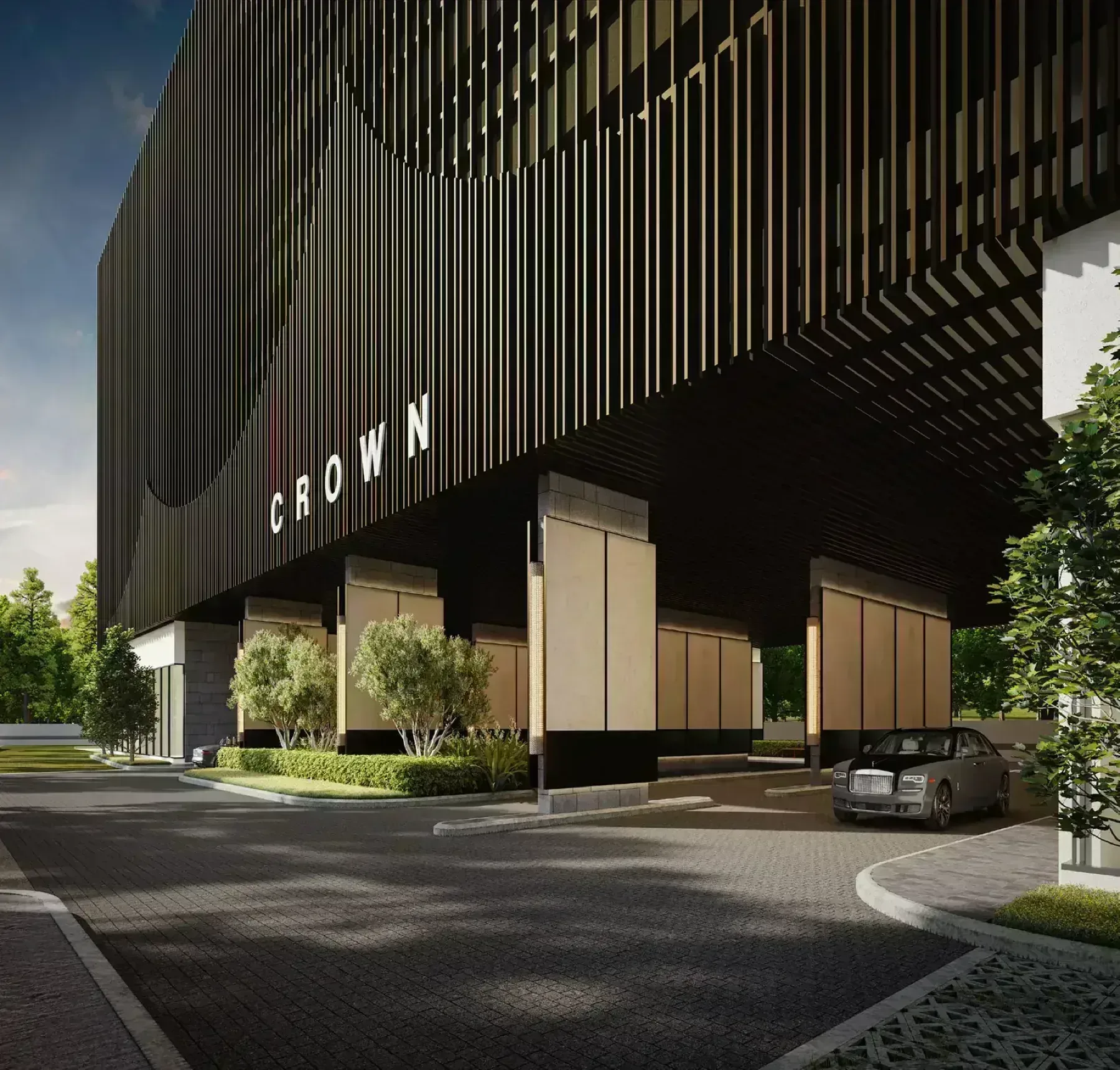 Crown Penang entrance statement and street frontage