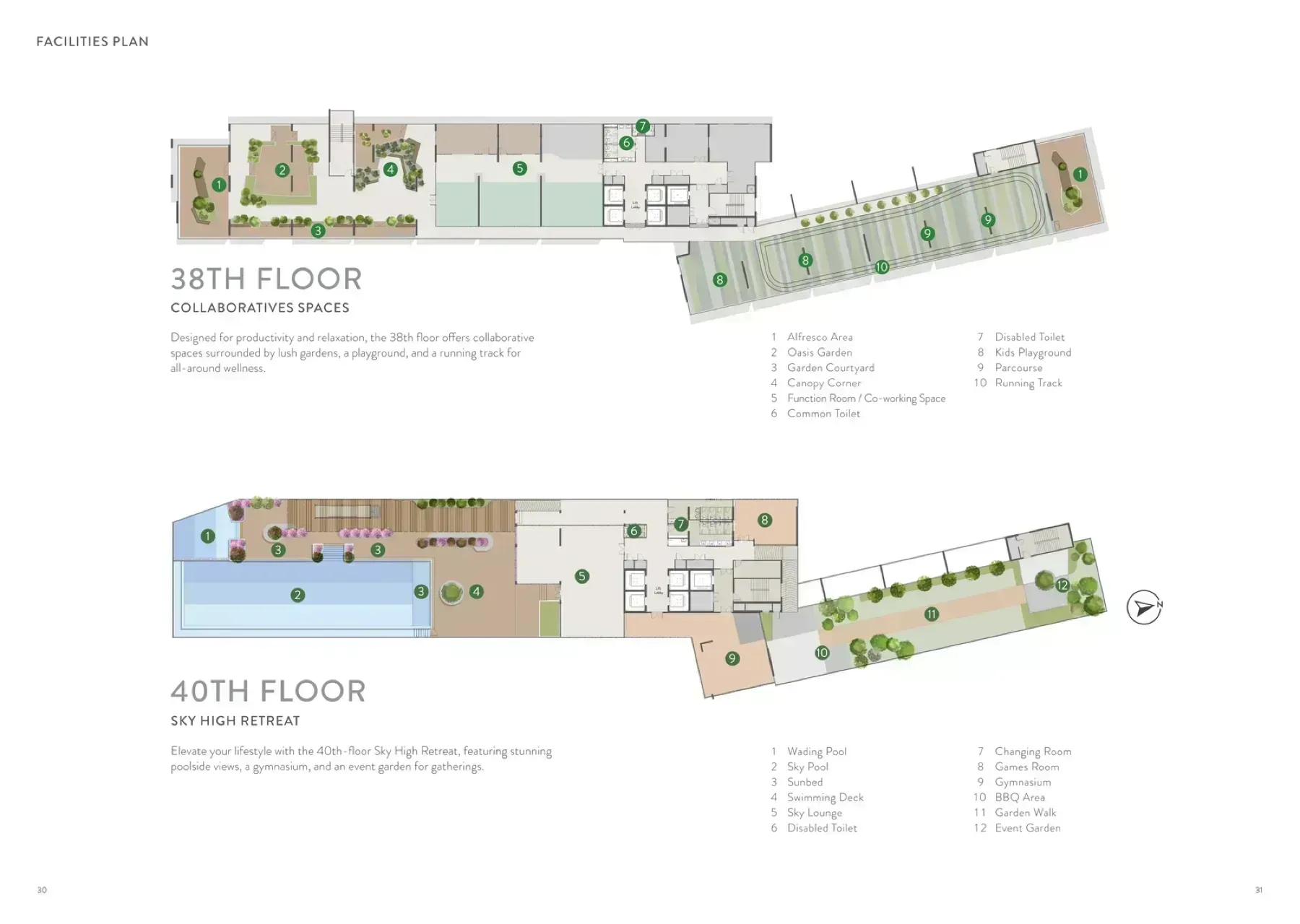Crown Penang facilities plan for the 38th and 40th floors