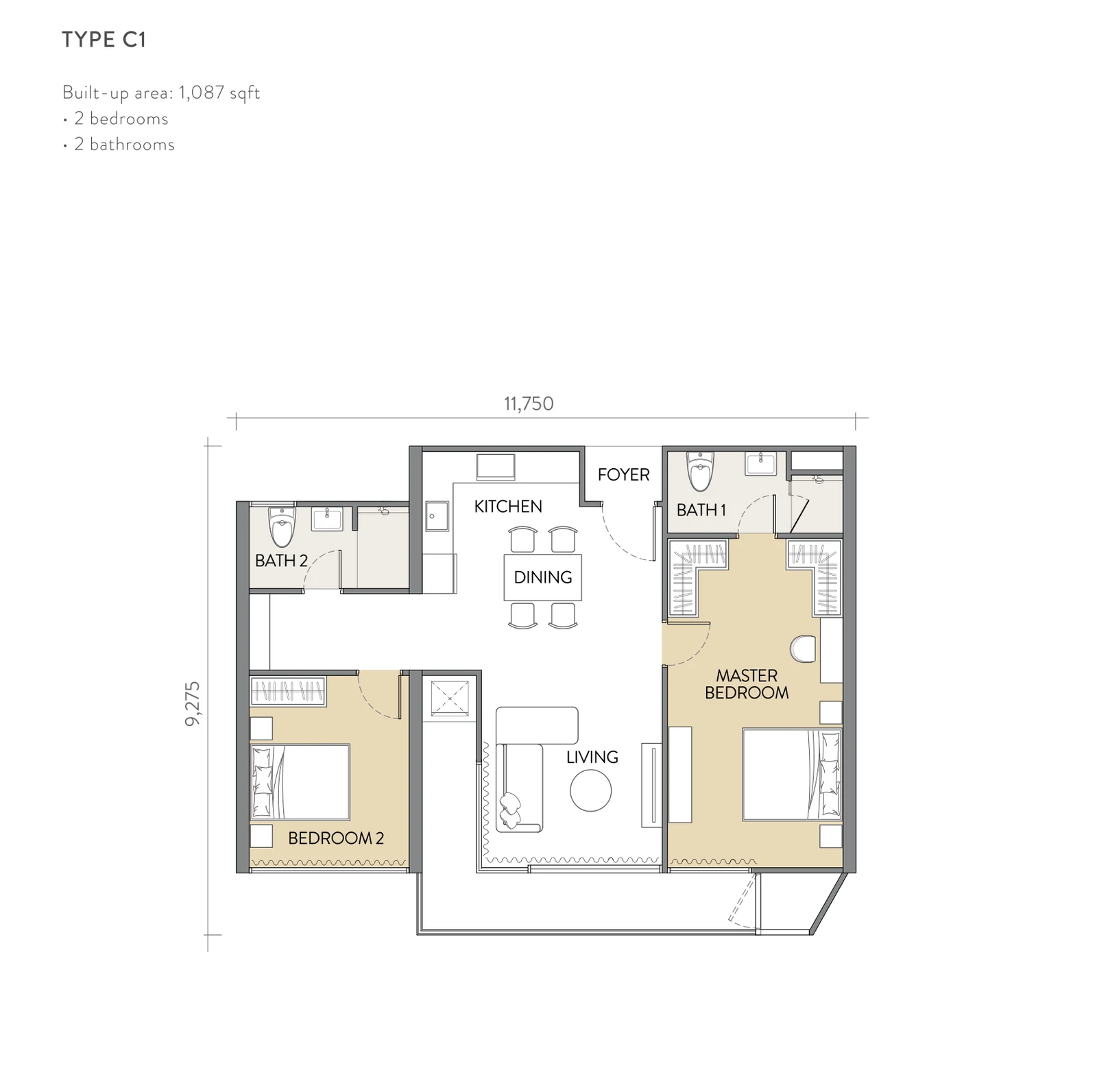 Crown Penang Type C1 floor plan