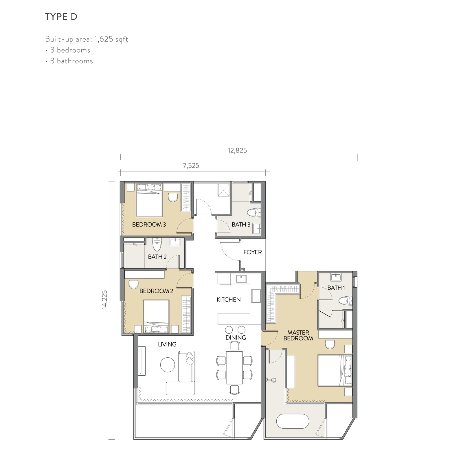 Crown Penang Type D floor plan
