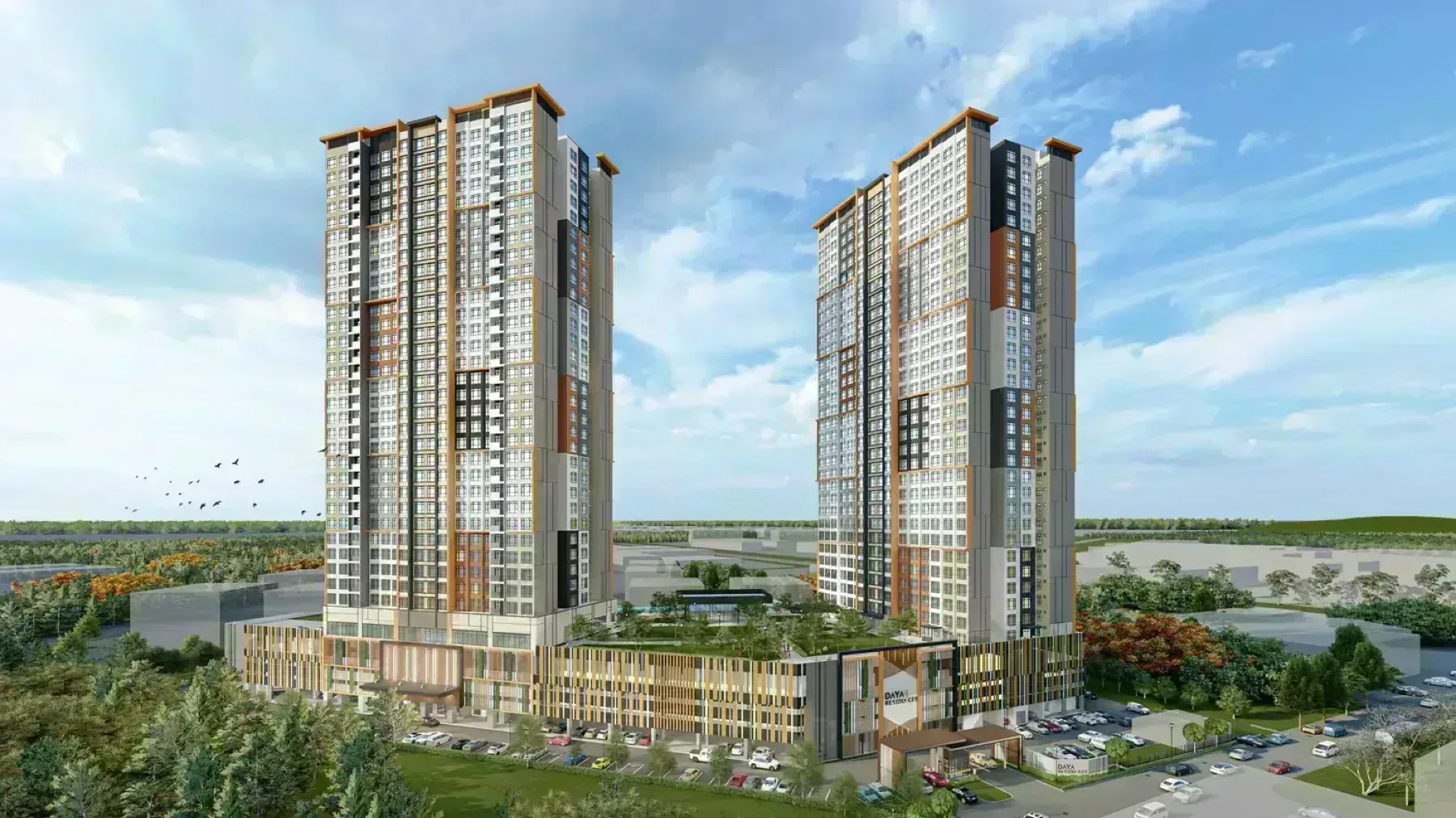 Daya 1 Residences twin tower facade Taman Daya Johor Bahru