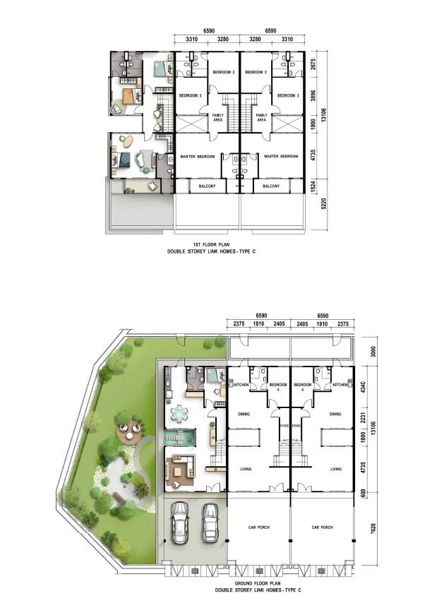 d'Courtyards Type C — Double-Storey Link floor plan