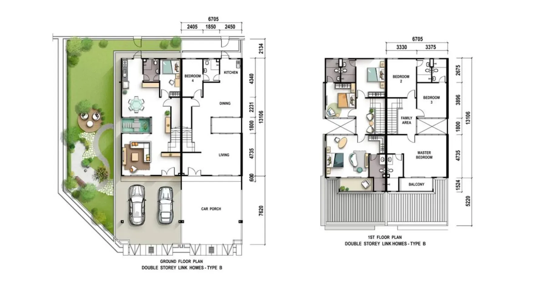 d'Courtyards Type B — Double-Storey Link floor plan
