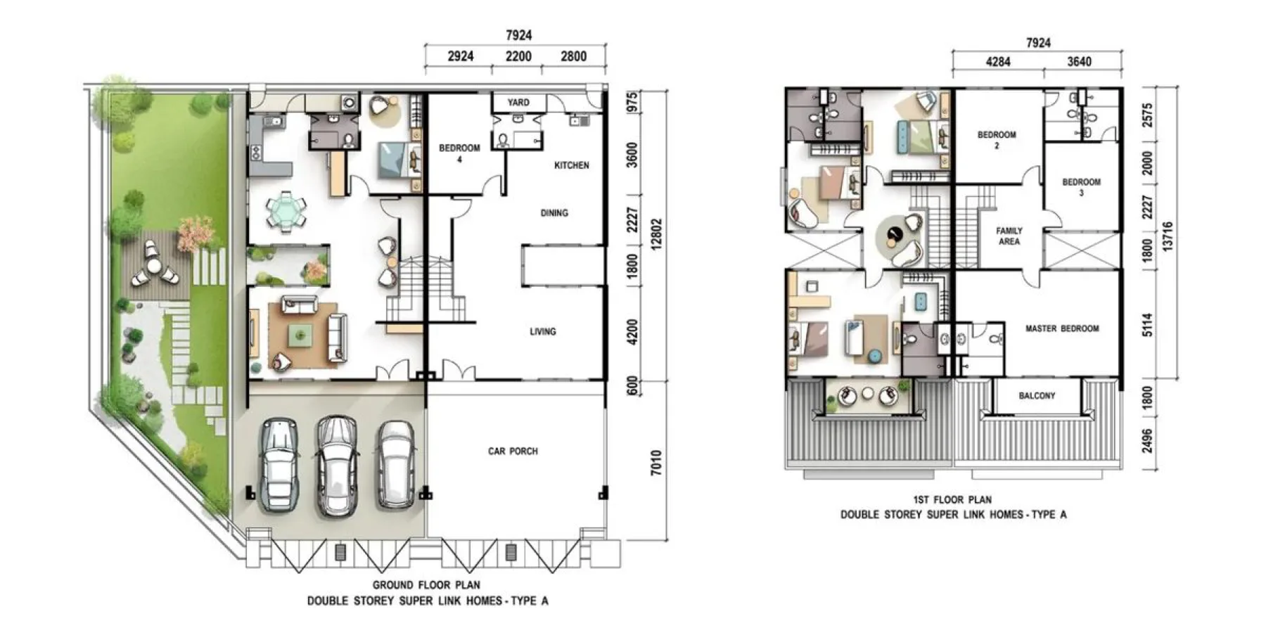 d'Courtyards Type A — Double-Storey Super Link floor plan