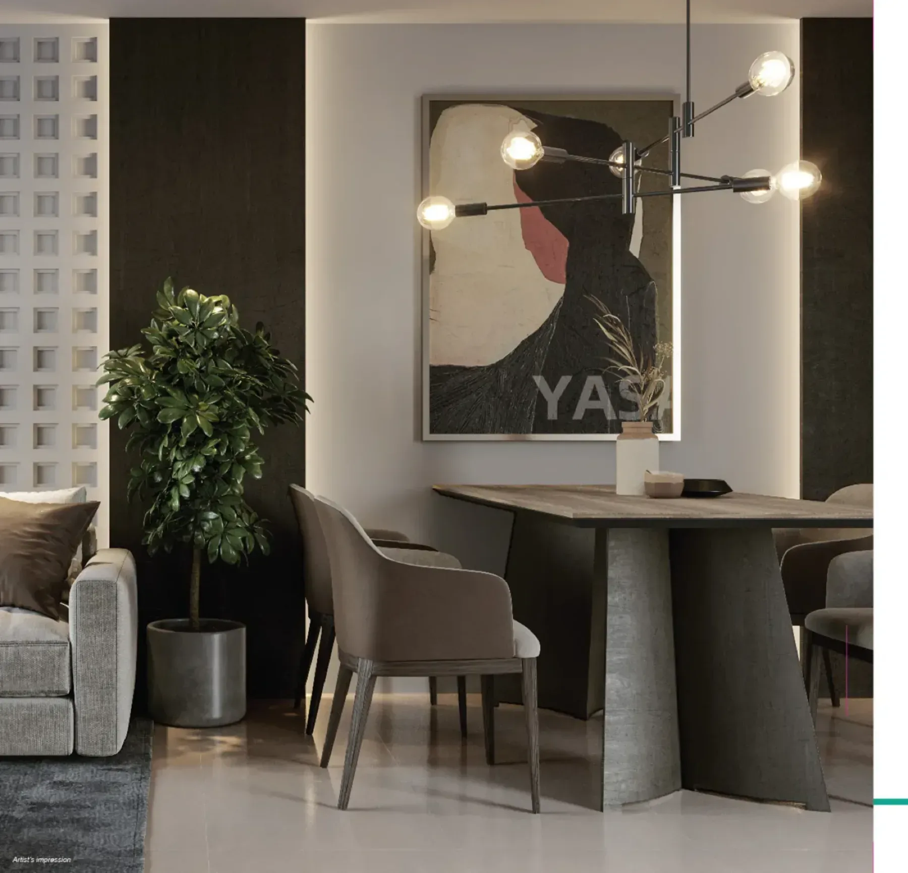 Dedaun Residensi dining area and kitchen