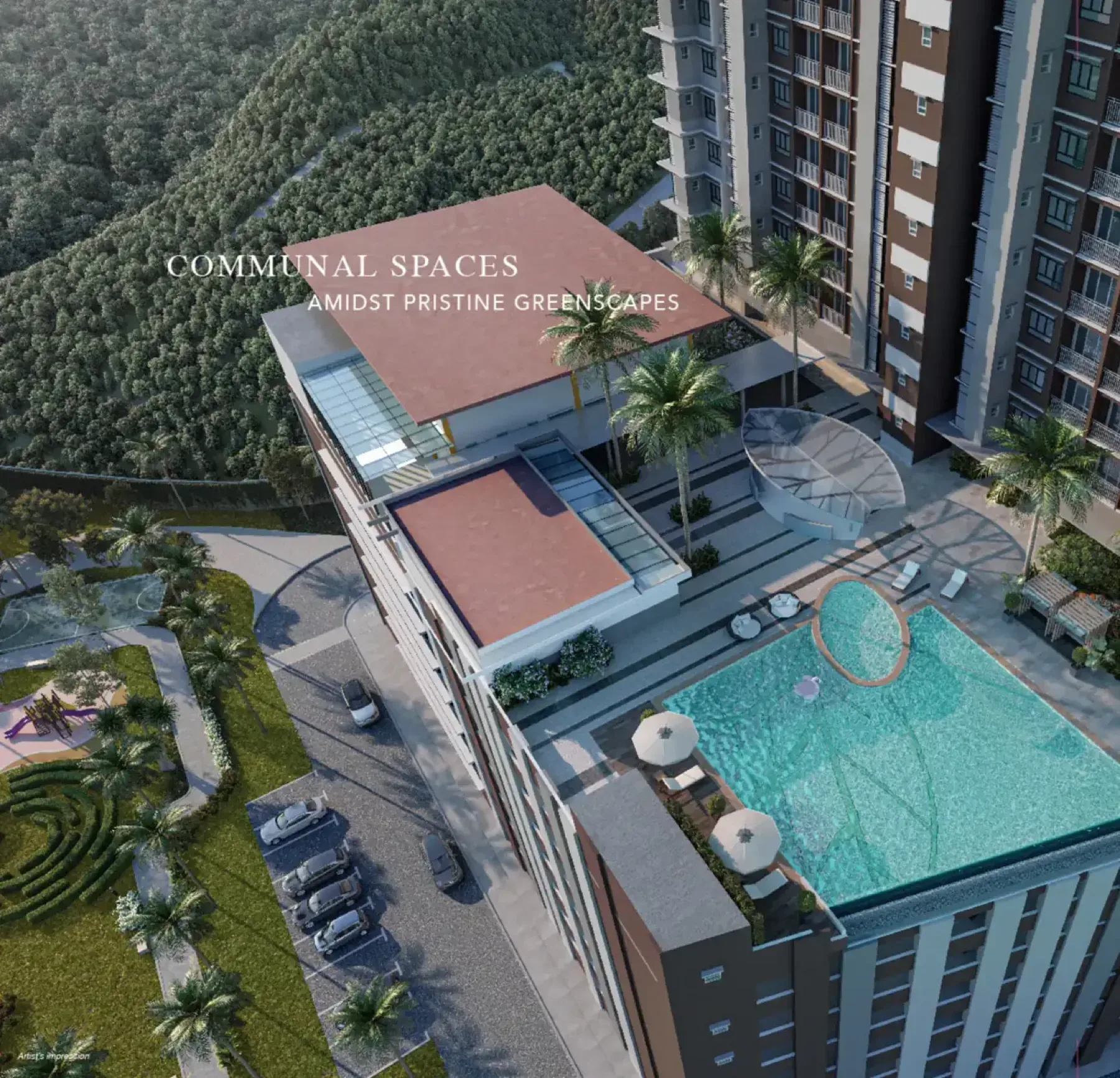 Dedaun Residensi facility podium from above