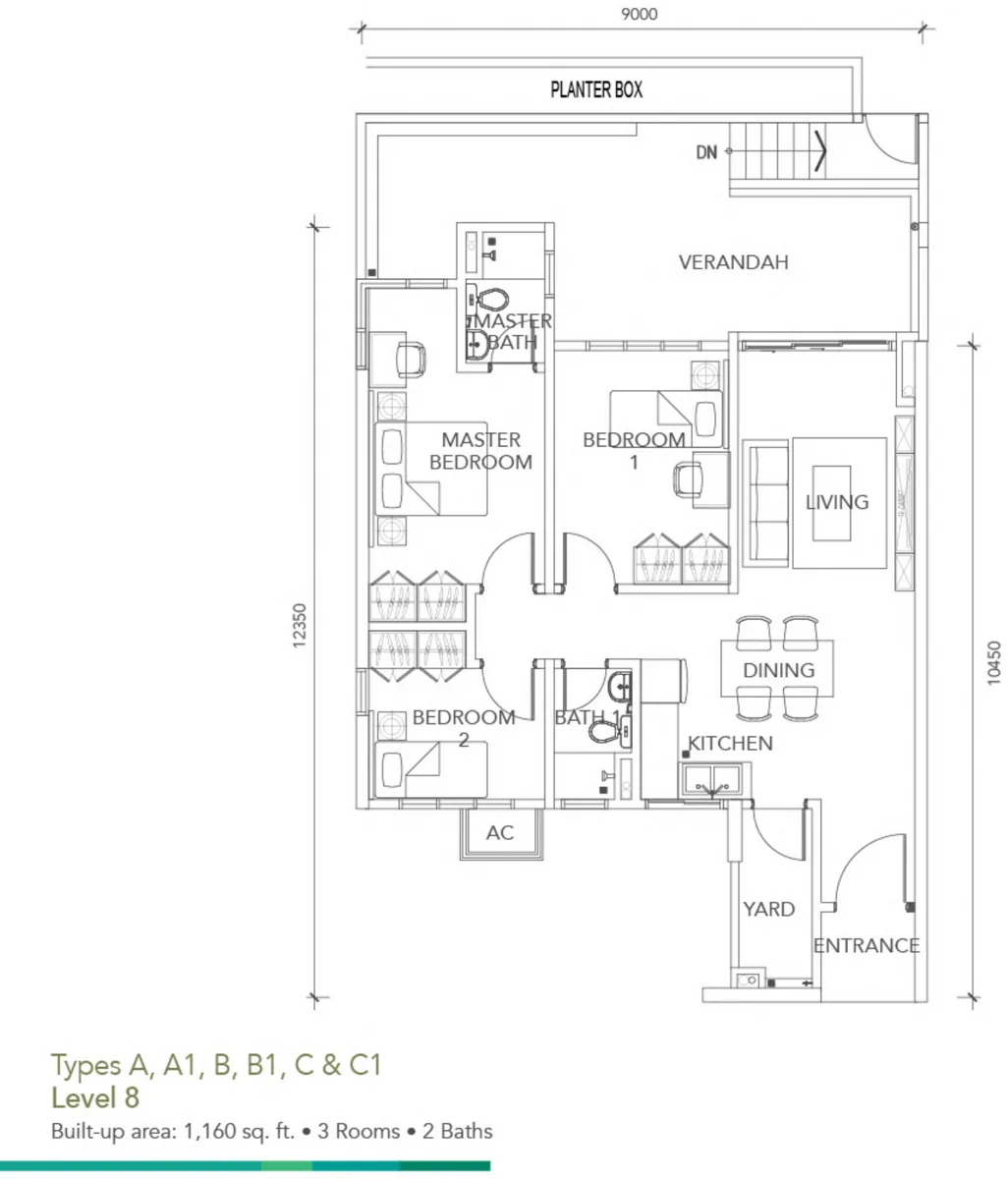 Dedaun Residensi Type S (Type A) floor plan