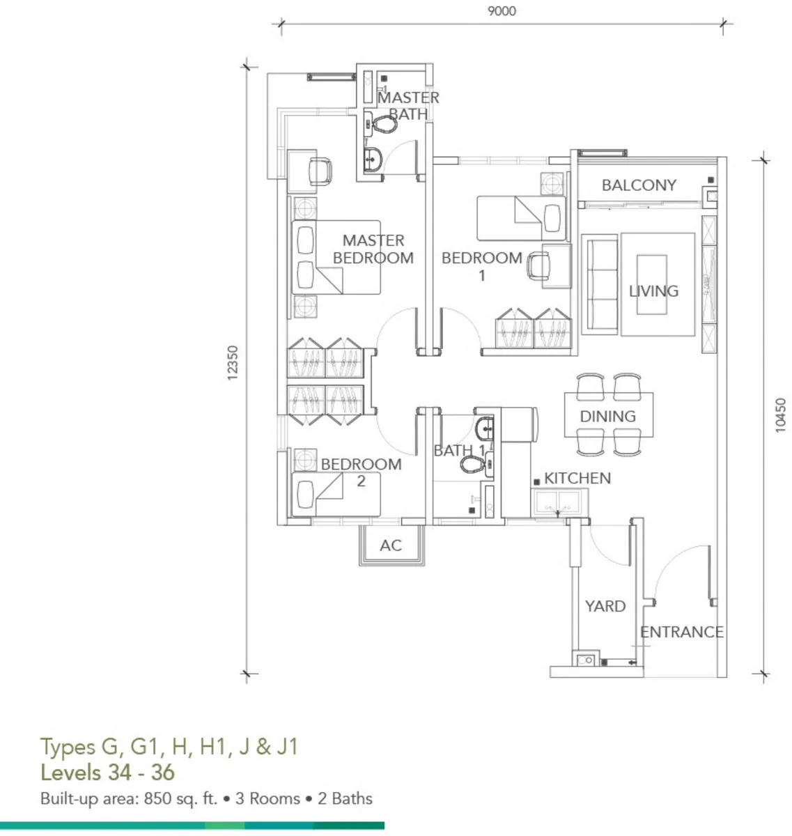 Dedaun Residensi Type S (Type G) floor plan