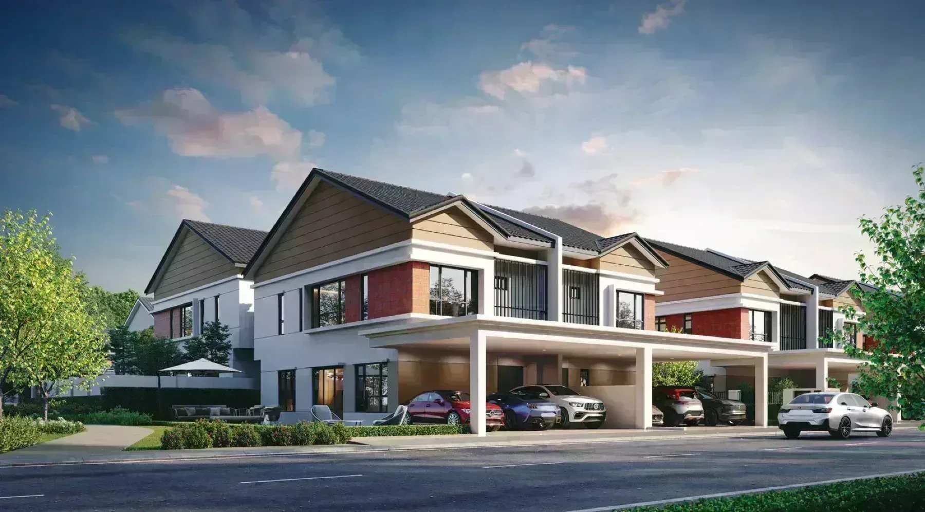 Embun Hills cluster semi-D streetscape