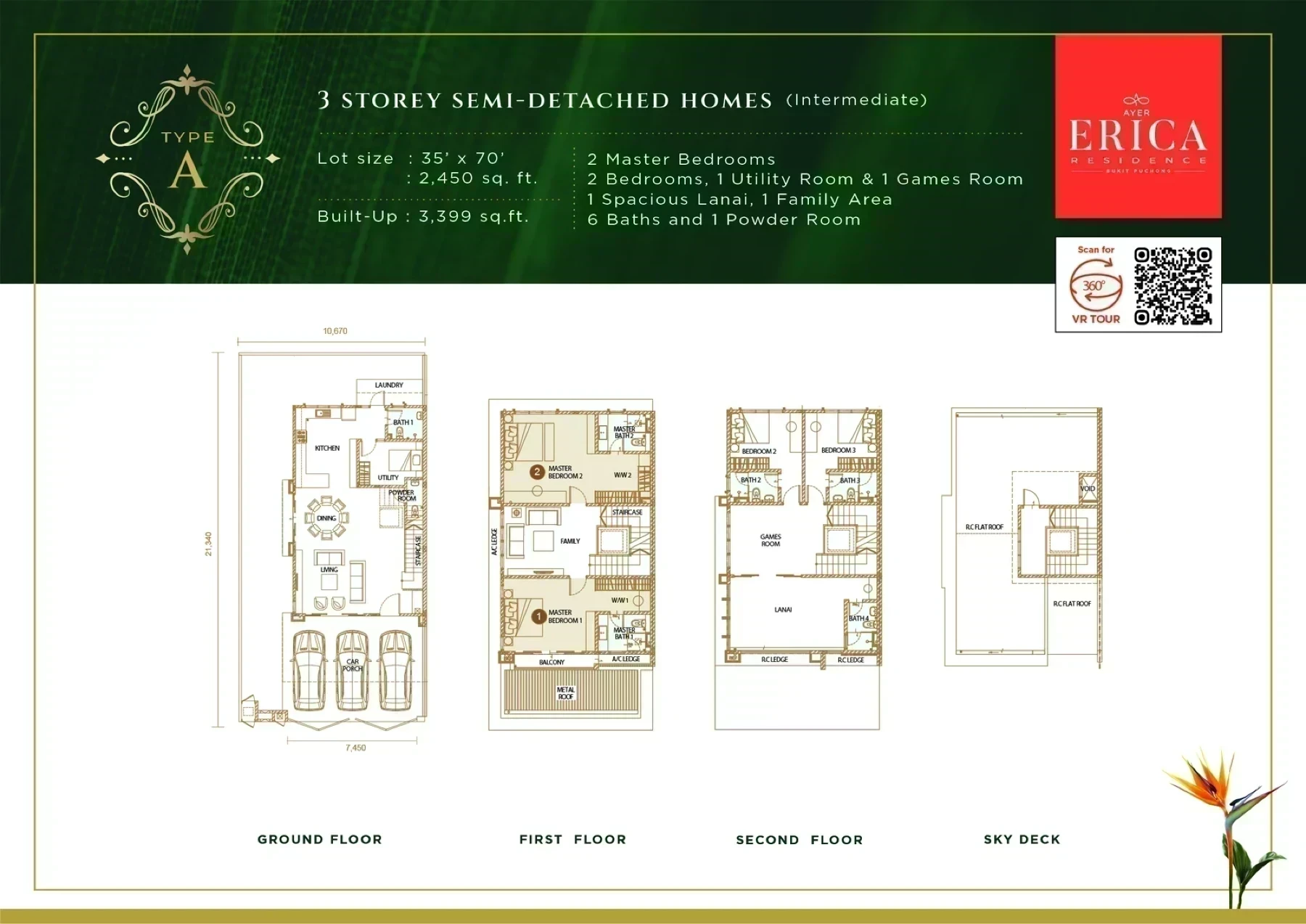 Erica Residence 3-Storey Semi-Detached (Type A) floor plan