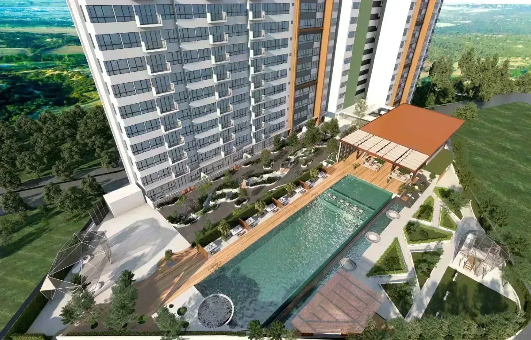 Forescape Metrioplace Batu Kawan aerial view with the level 8 pool deck