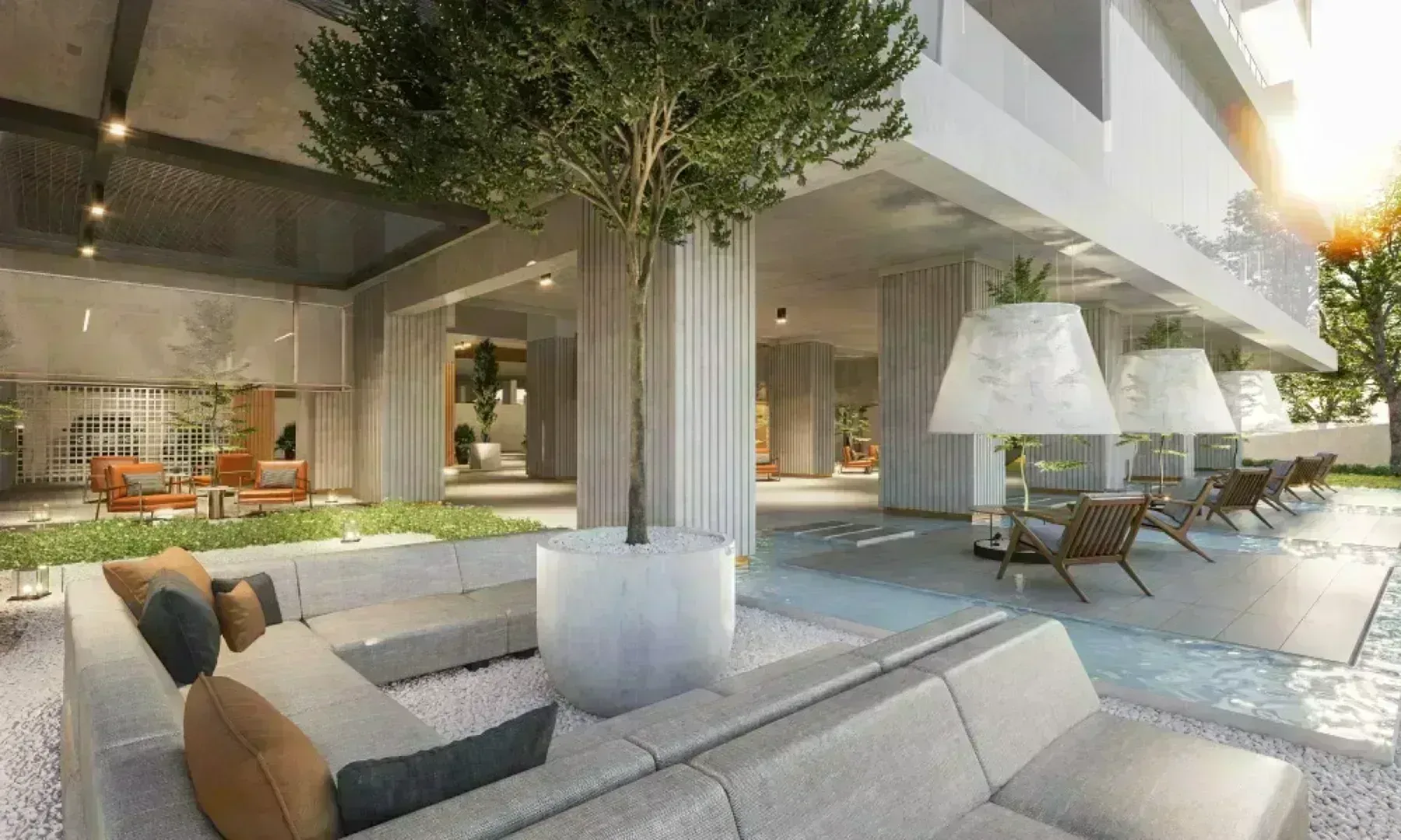 Forescape Metrioplace pool courtyard and lounge deck