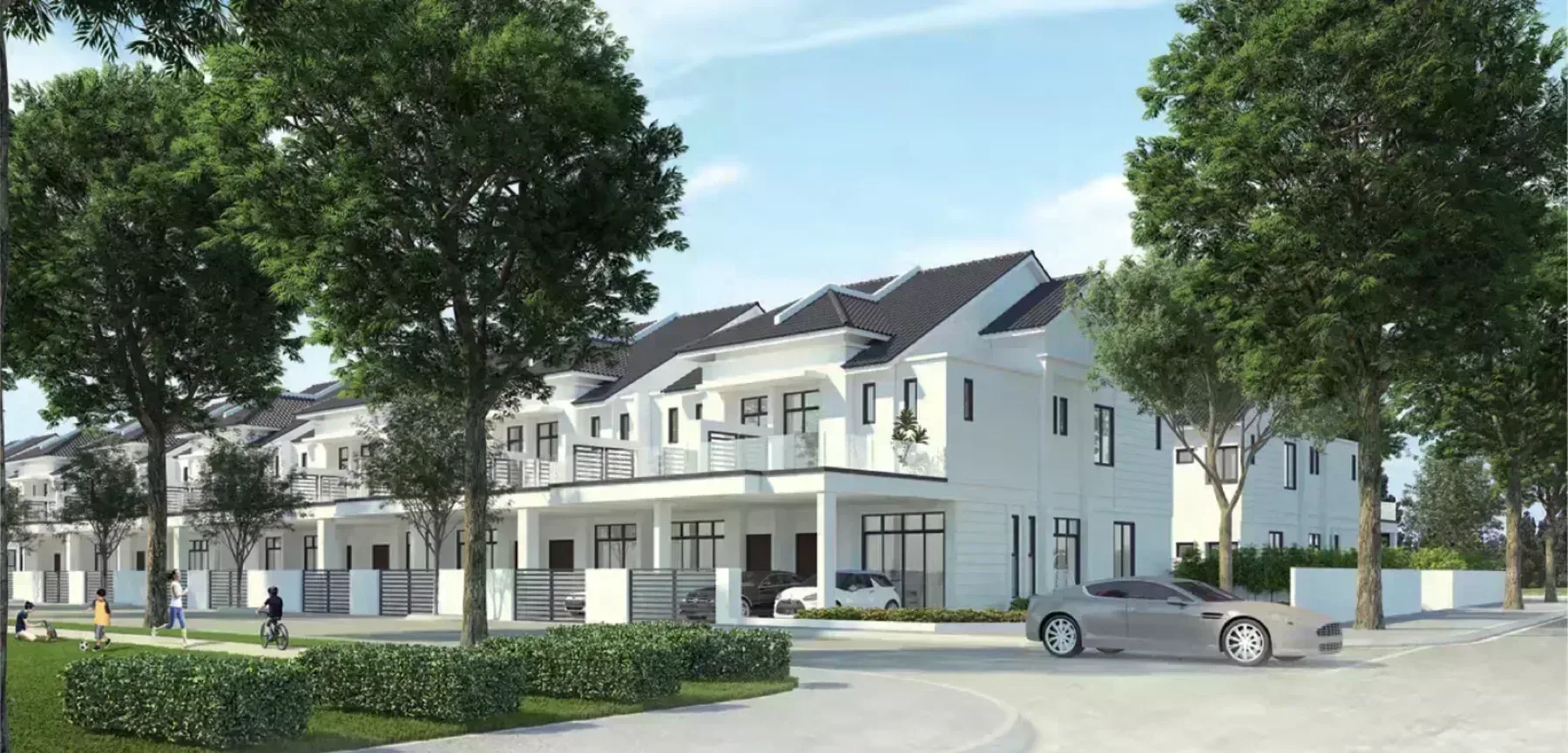 Frieden Bukit Minyak streetscape with landscaped verge