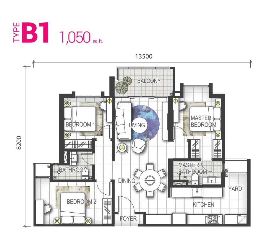 GEM Residences Type B1 floor plan