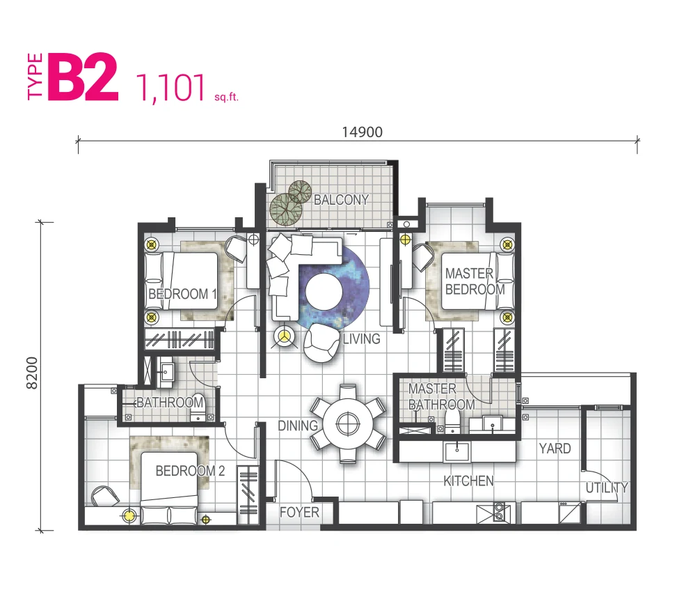 GEM Residences Type B2 floor plan