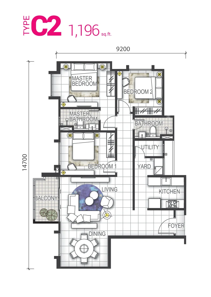 GEM Residences Type C2 floor plan