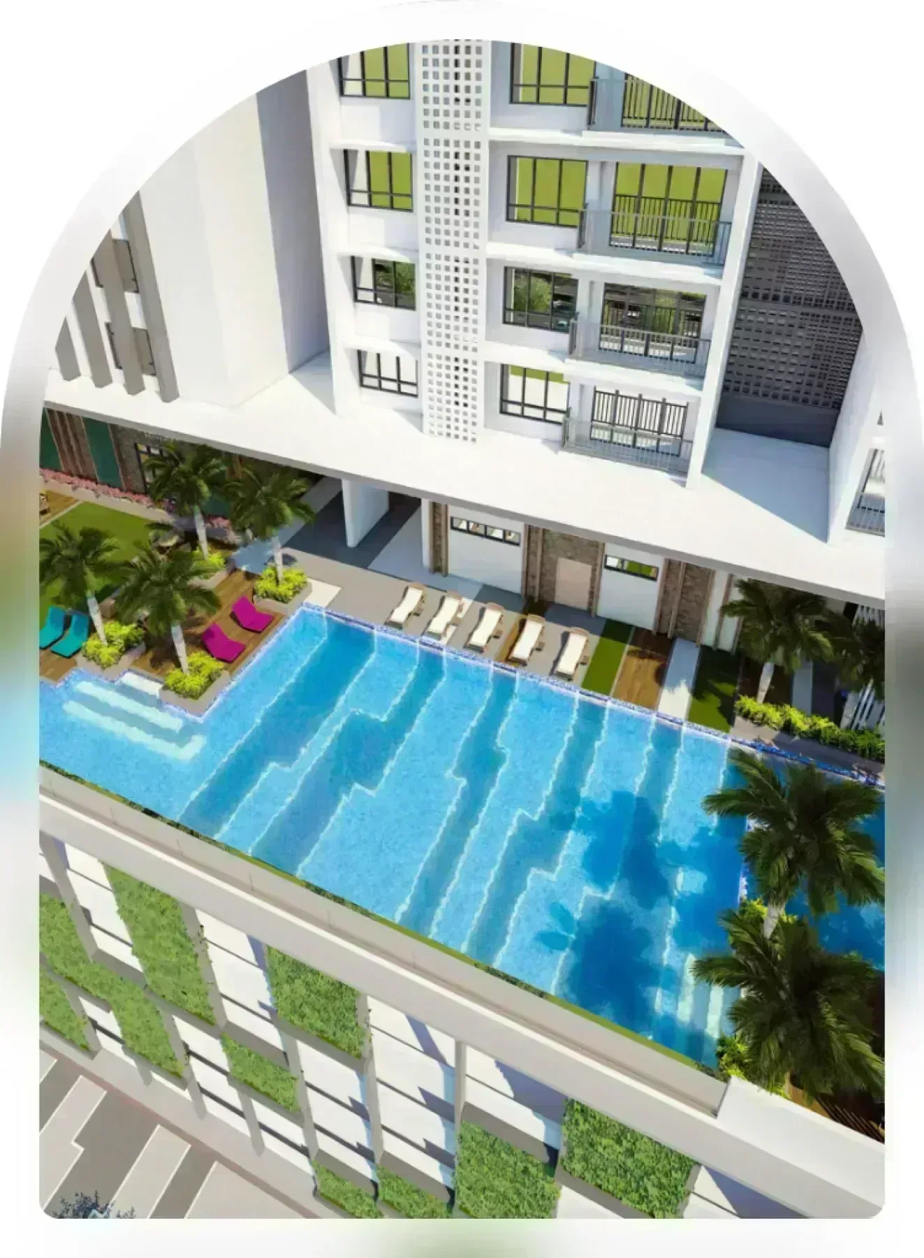 Goodwood Residence podium lap pool and deck artist impression