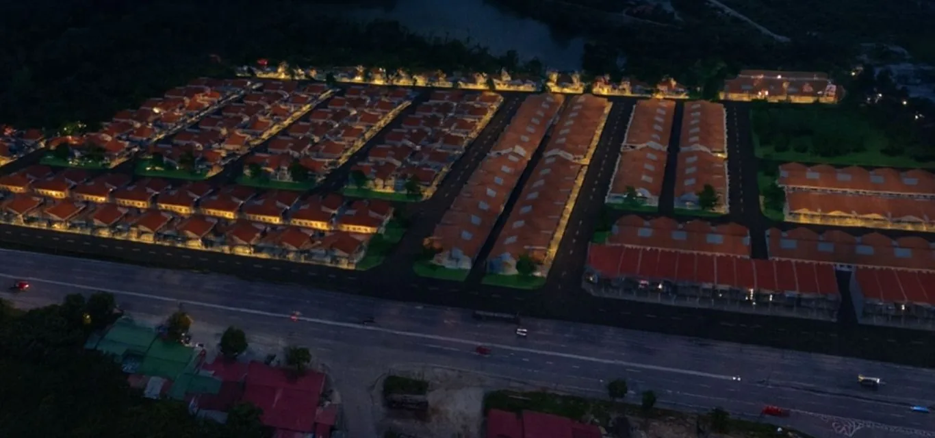Gopeng Avante township aerial view at night (artist impression)