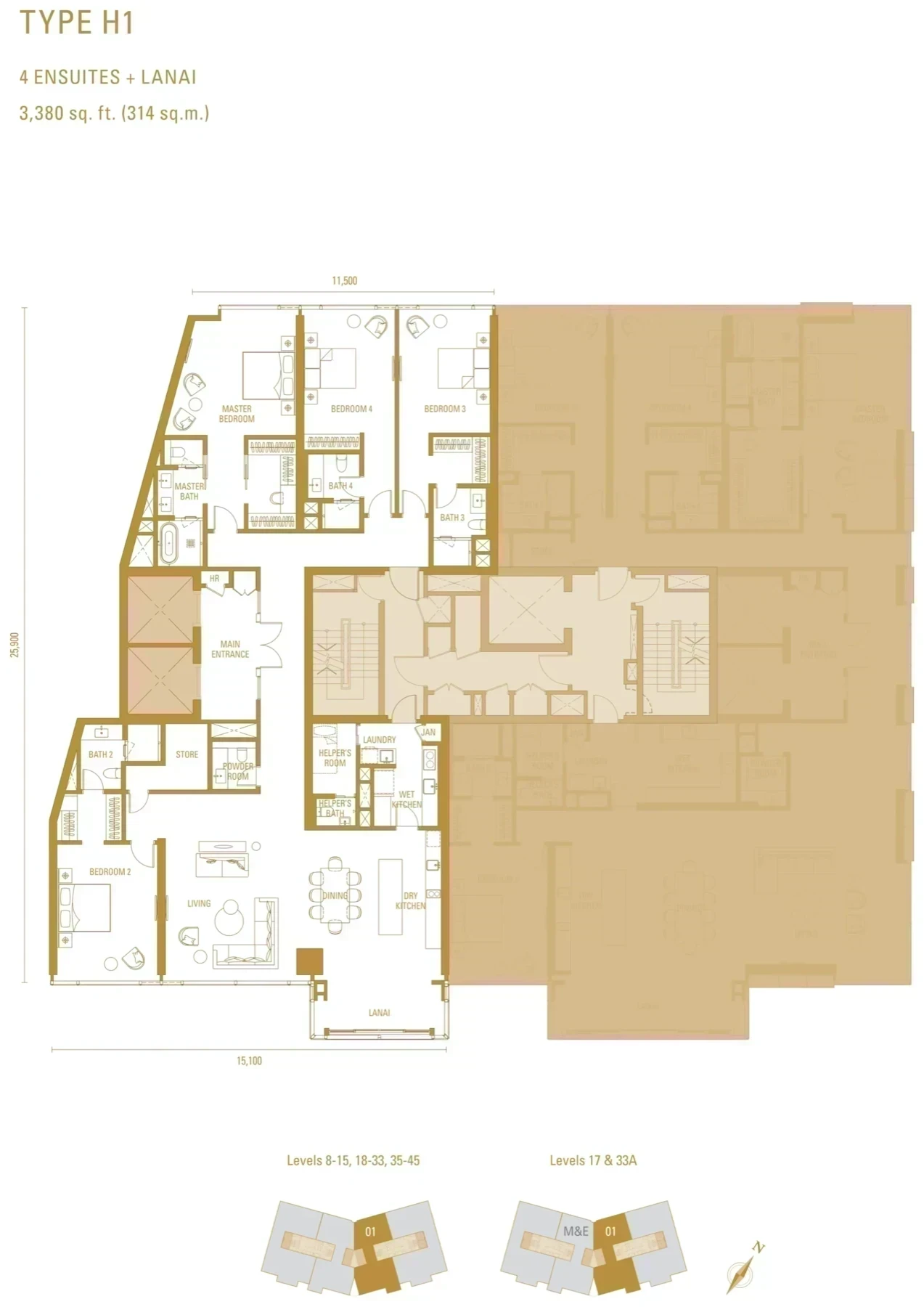 Imperial Residences Type H1 floor plan