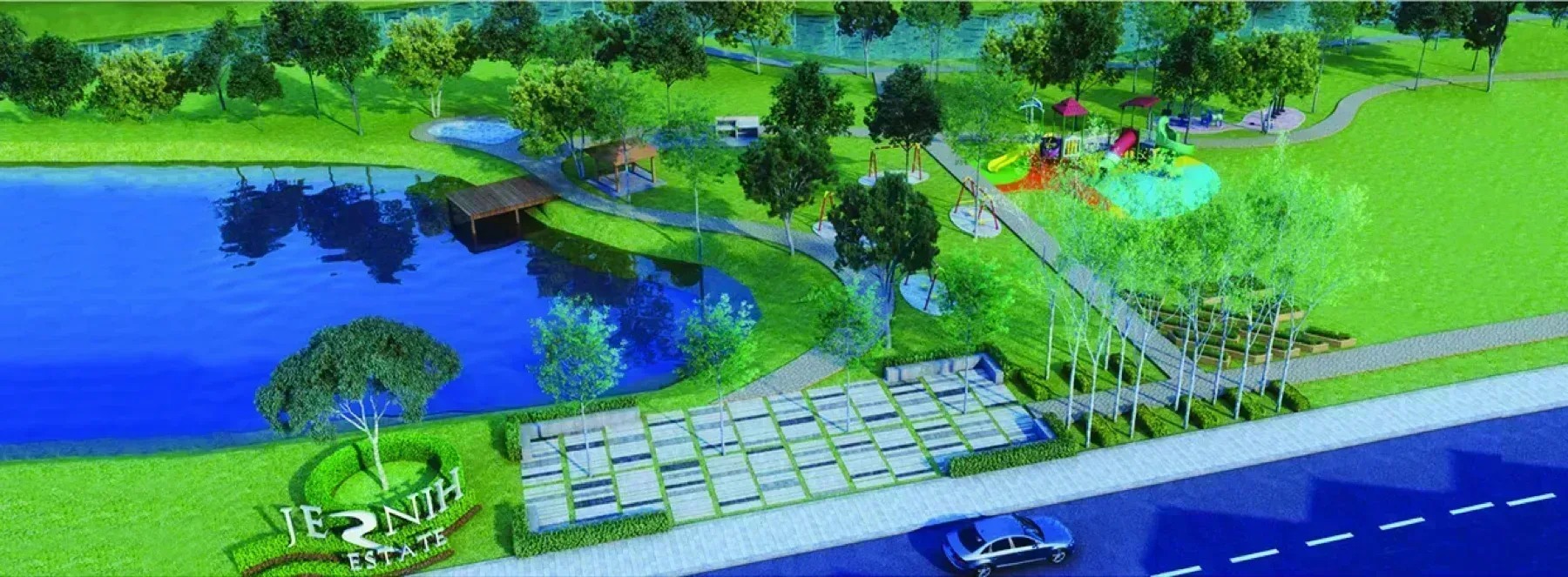 Jernih Estate riverside park and jogging track artist impression