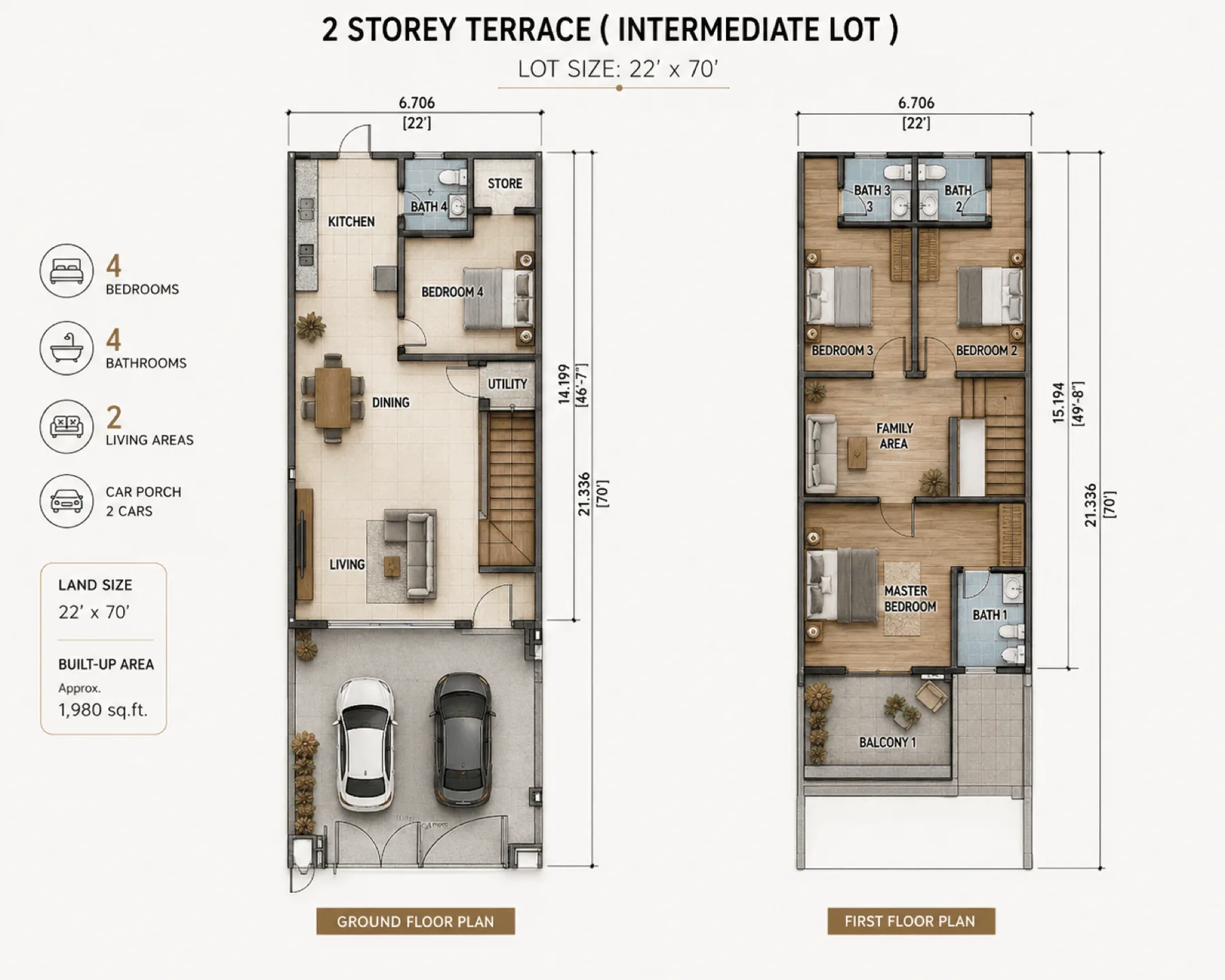 Jia @ Ipoh South 2-Storey Terrace (Intermediate) floor plan
