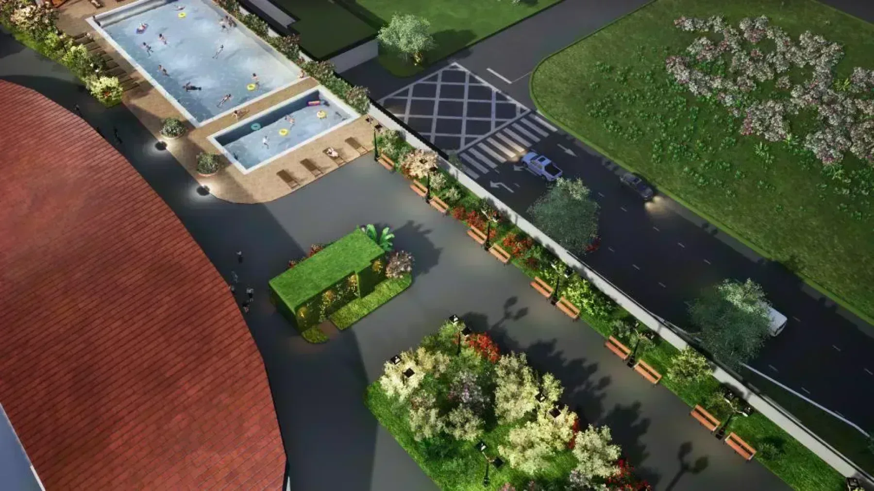 KSL Bukit Gemilang pool and kids pool seen from above