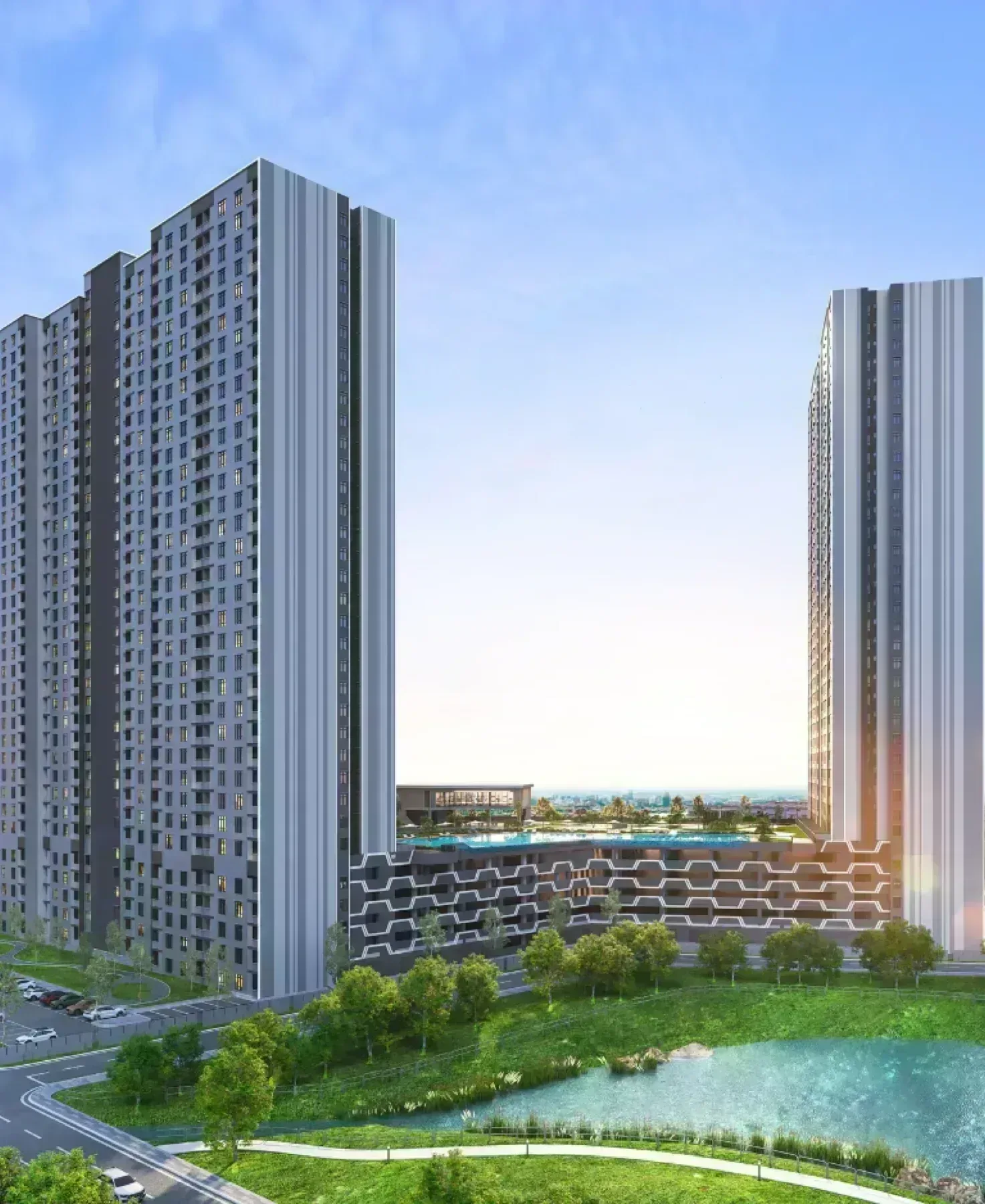 KSL Lakeview twin tower facade Taman Ponderosa Johor Bahru