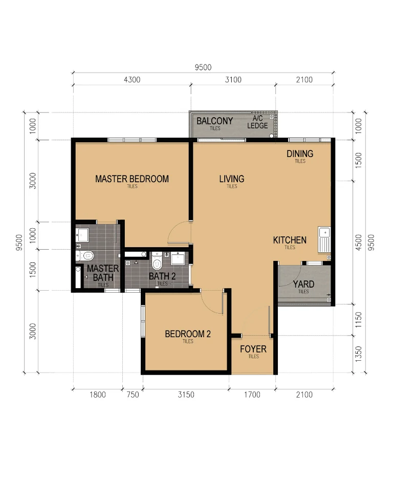 KSL Lakeview Type B2 floor plan
