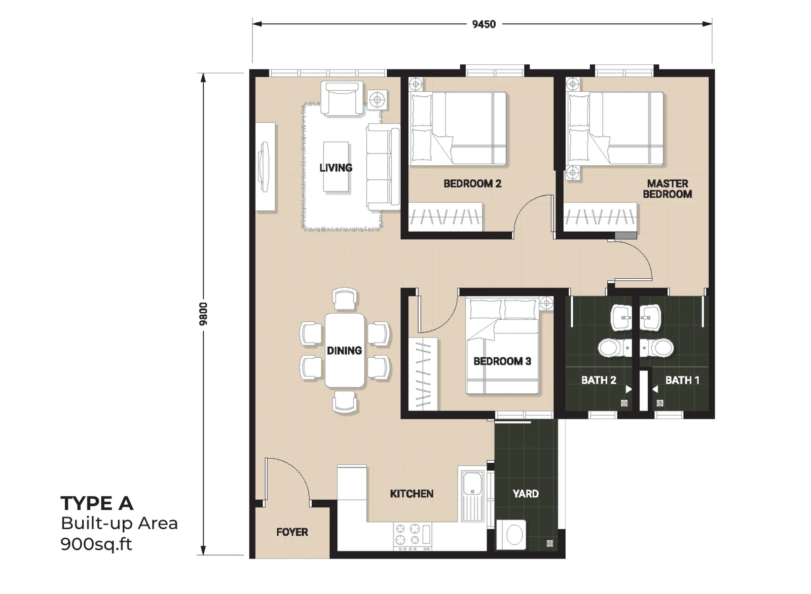 Laguna Bay Residences Type A floor plan