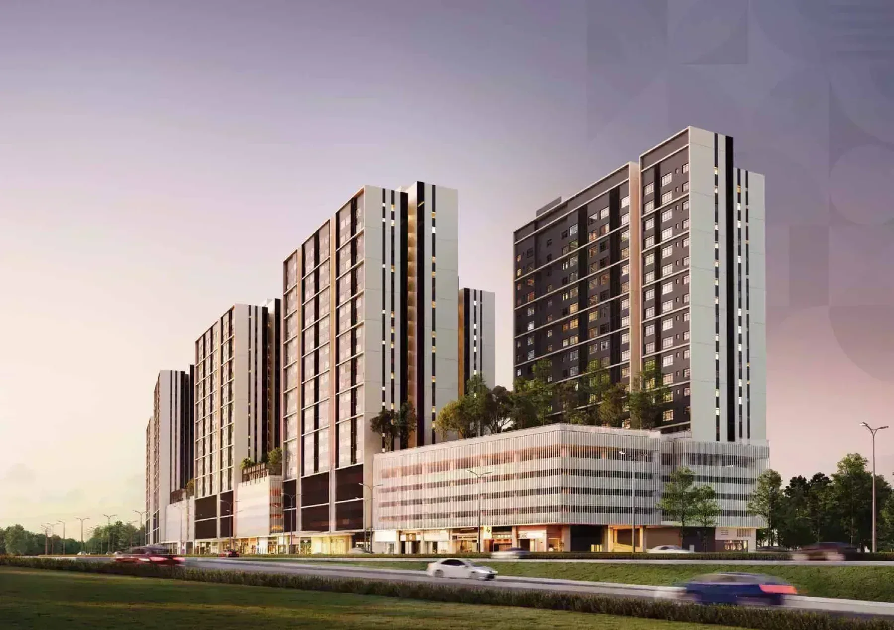 Larkinton Adison four 22-storey towers above the ground-level retail, Larkin Johor Bahru