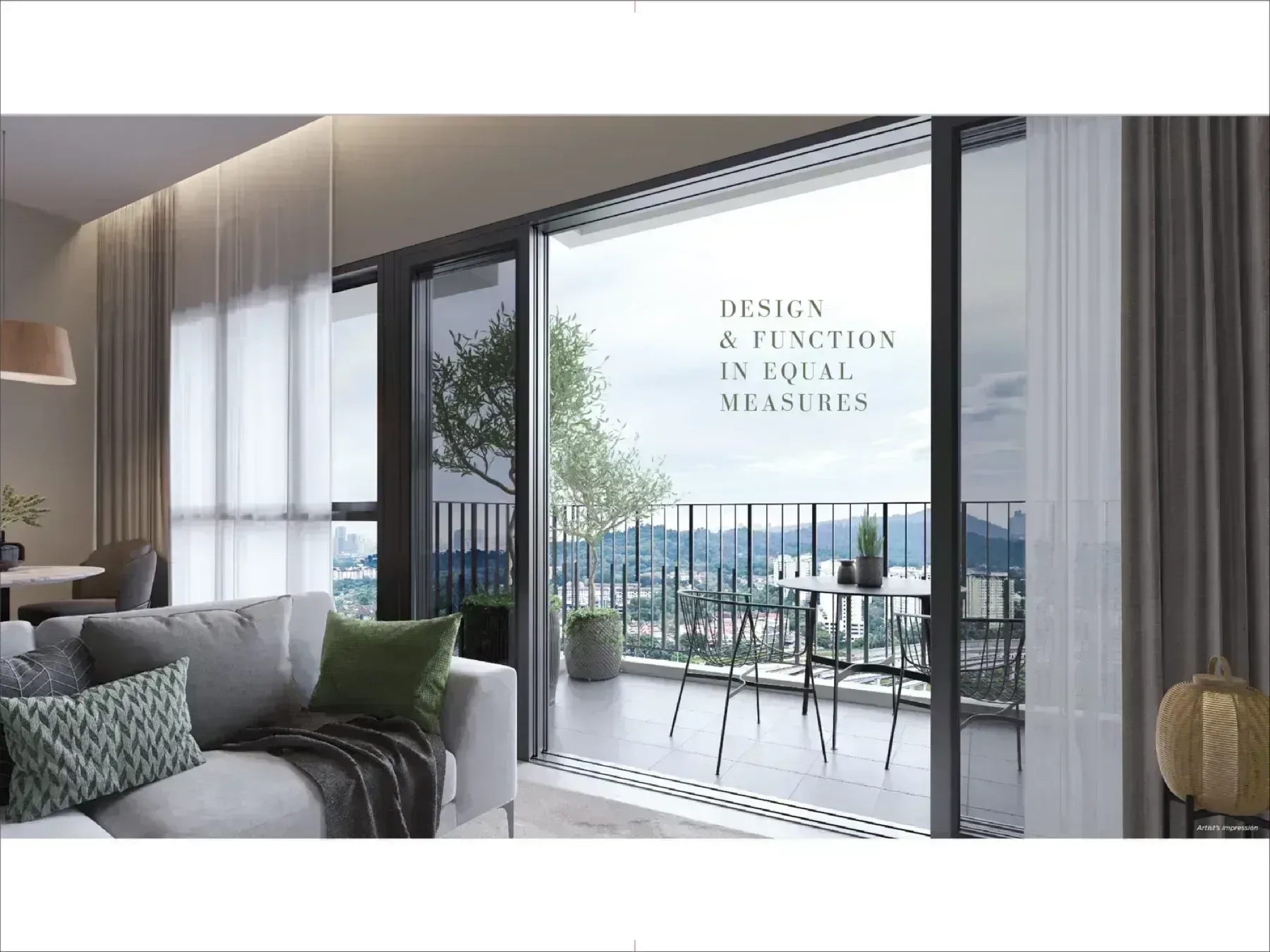 linari residence living with balcony artist impression