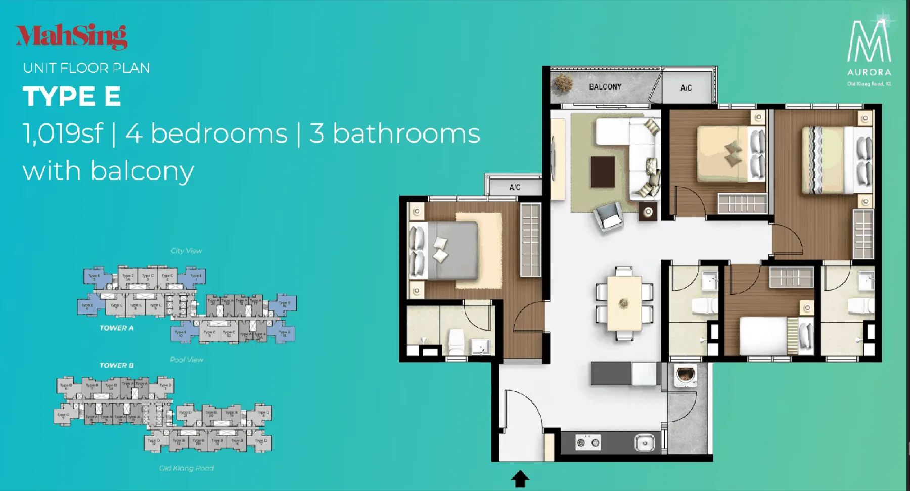M Aurora Type E floor plan
