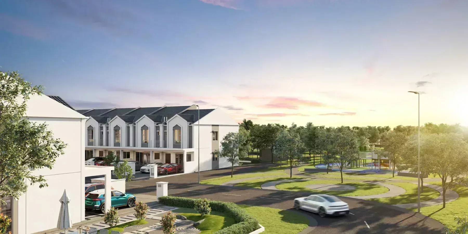 M Tiara Skudai streetscape with landscaped park