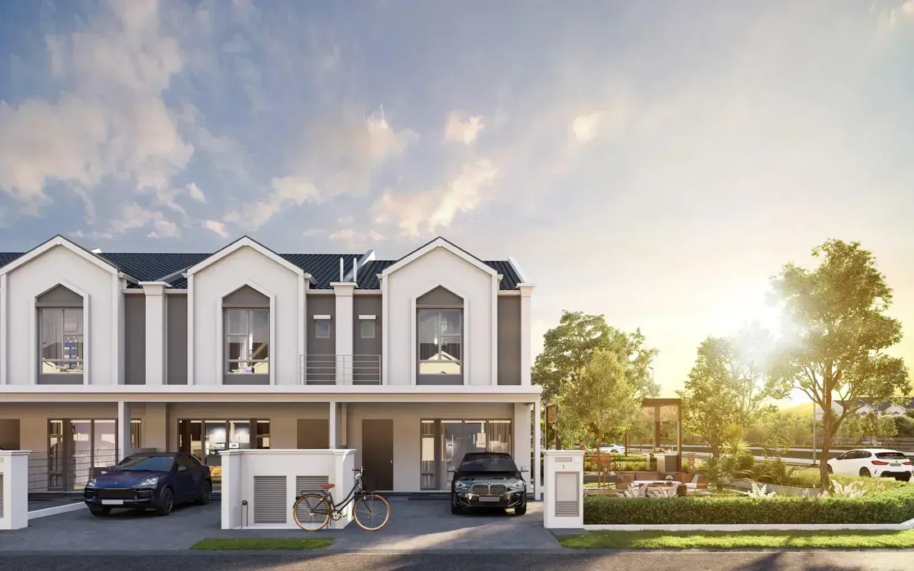 M Tiara Skudai colonial-style double storey terrace facade