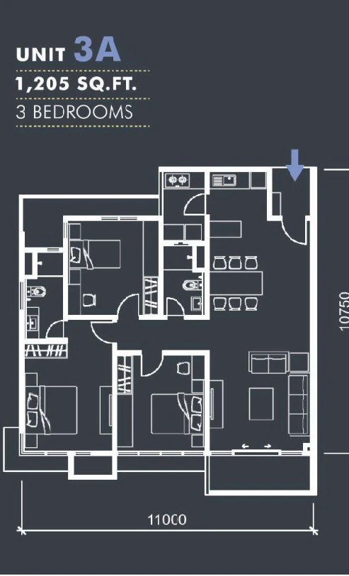 Marina Residence 2 Type A floor plan